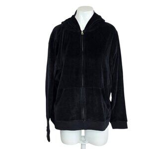 PACT Organic Velour Full Zip Hoodie, Black, Organic Cotton, Size XL Womens